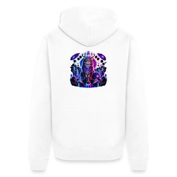 Kosmische Katze – Mystisches Galaxie Design - Unisex Premium Bio Zip Hoodie - Weiß - Hinten - Thijin (182cm)