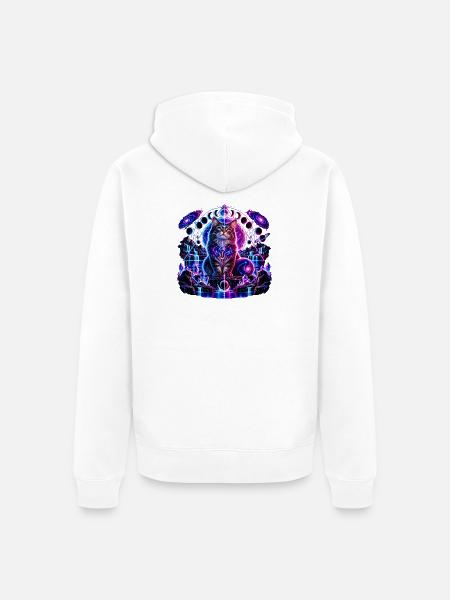 Kosmische Katze – Mystisches Galaxie Design - Unisex Premium Bio Zip Hoodie - Weiß