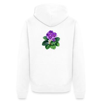 Afrikanische Veilchen - Unisex Premium Bio Zip Hoodie - Weiß - Hinten - Thijin (182cm)