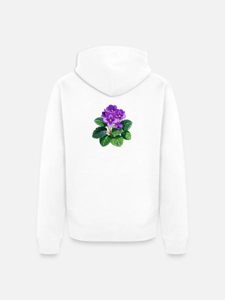 Afrikanische Veilchen - Unisex Premium Bio Zip Hoodie - Weiß