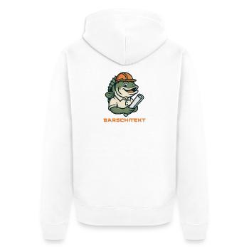 BARSCHITEKT  - Unisex Premium Bio Zip Hoodie - Weiß - Hinten - Thijin (182cm)
