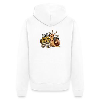 Paco die Pilgerschnecke – Ich bin nicht langsam - Unisex Premium Bio Zip Hoodie - Weiß - Hinten - Thijin (182cm)