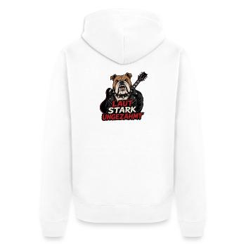 Laut stark ungezähmt Bulldogge Rocker Design - Unisex Premium Bio Zip Hoodie - Weiß - Hinten - Thijin (182cm)
