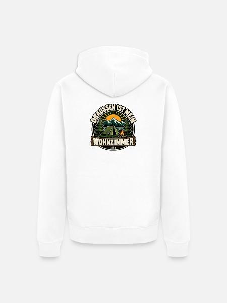 Draußen ist mein Wohnzimmer - Unisex Premium Bio Zip Hoodie - Weiß