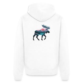 Abendmoose Panorama - Unisex Premium Bio Zip Hoodie - Weiß - Hinten - Thijin (182cm)