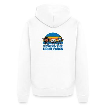 Retro Rewind Gute Zeiten - Unisex Premium Bio Zip Hoodie - Weiß - Hinten - Thijin (182cm)