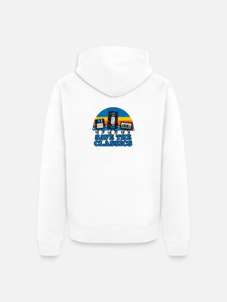 Save the Classics Kassette - Unisex Premium Bio Zip Hoodie - Weiß