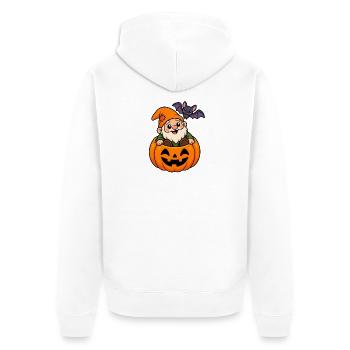 Kuscheliger Gnom im Kürbis Halloween - Unisex Premium Bio Zip Hoodie - Weiß - Hinten - Thijin (182cm)