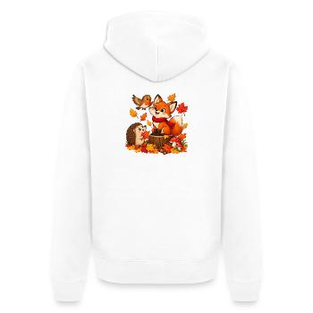Herbst Waldtiere - Unisex Premium Bio Zip Hoodie - Weiß - Hinten - Thijin (182cm)