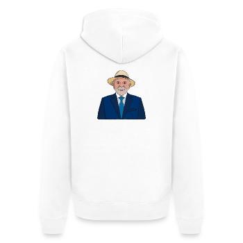 Präsident Lula da Silva Art – brasilianischer Führer - Unisex Premium Bio Zip Hoodie - Weiß - Hinten - Thijin (182cm)