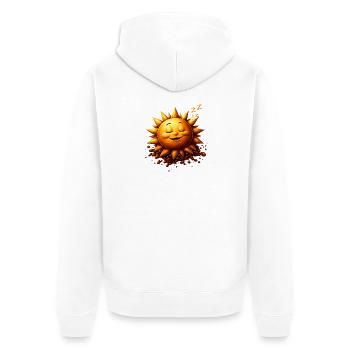 Schlafender Sonnenschein mit Bohnen - Unisex Premium Bio Zip Hoodie - Weiß - Hinten - Thijin (182cm)