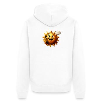 Sonnenlächeln am Telefon - Unisex Premium Bio Zip Hoodie - Weiß - Hinten - Thijin (182cm)
