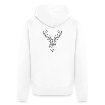 Geometric Deer – Polygon Hirsch Silhouette - Unisex Premium Bio Zip Hoodie - Weiß - Hinten - Thijin (182cm)