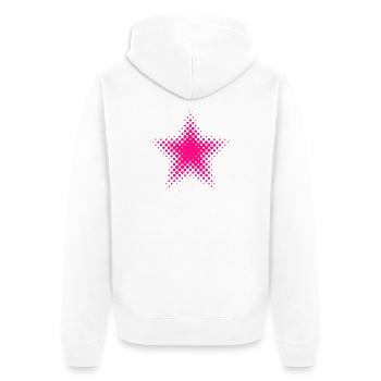Pinke Sternen-Dot Halftone - Unisex Premium Bio Zip Hoodie - Weiß - Hinten - Thijin (182cm)