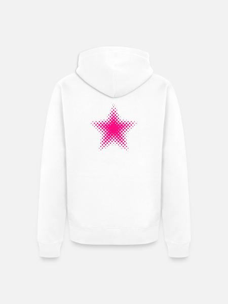 Pinke Sternen-Dot Halftone - Unisex Premium Bio Zip Hoodie - Weiß