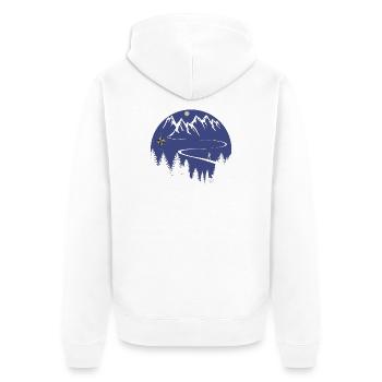 Wandern Berge - Unisex Premium Bio Zip Hoodie - Weiß - Hinten - Thijin (182cm)