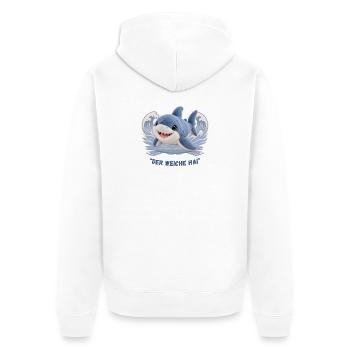 Der weiche Hai - Unisex Premium Bio Zip Hoodie - Weiß - Hinten - Thijin (182cm)