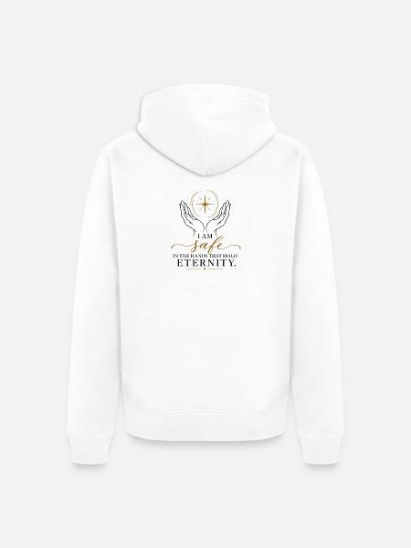 Sicher in Gottes Hand - Unisex Premium Bio Zip Hoodie - Weiß