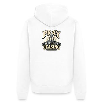 Betet Ohne Unterlass - Unisex Premium Bio Zip Hoodie - Weiß - Hinten - Thijin (182cm)