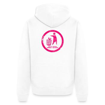 Gegen Rechts - Halte deine Umwelt sauber - FCK NZS - Unisex Premium Bio Zip Hoodie - Weiß - Hinten - Thijin (182cm)