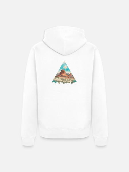 Berglandschaft im Dreiecks-Mosaik - Unisex Premium Bio Zip Hoodie - Weiß