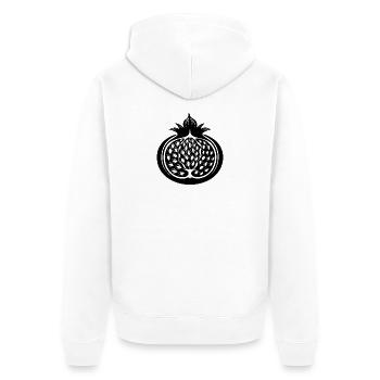 Granatapfel - Unisex Premium Bio Zip Hoodie - Weiß - Hinten - Thijin (182cm)