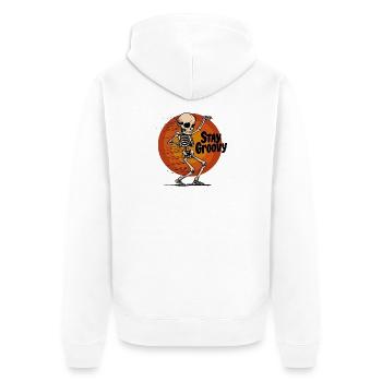 Tanzendes Skelett Stay Groovy - Unisex Premium Bio Zip Hoodie - Weiß - Hinten - Thijin (182cm)