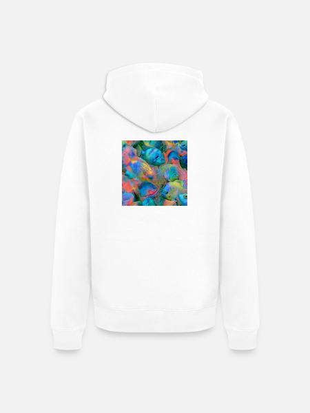Regenbogen-Neonfisch - Unisex Premium Bio Zip Hoodie - Weiß