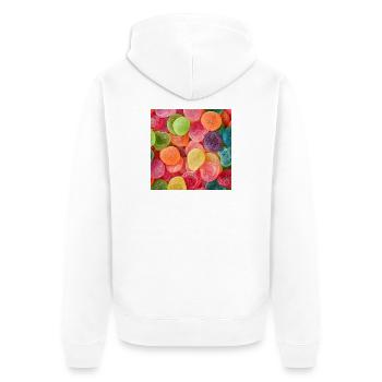 Kandierte Regenbogengummibärchen - Unisex Premium Bio Zip Hoodie - Weiß - Hinten - Thijin (182cm)