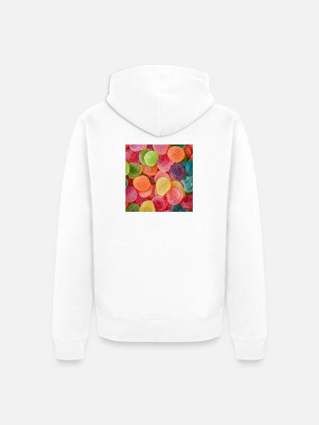 Kandierte Regenbogengummibärchen - Unisex Premium Bio Zip Hoodie - Weiß