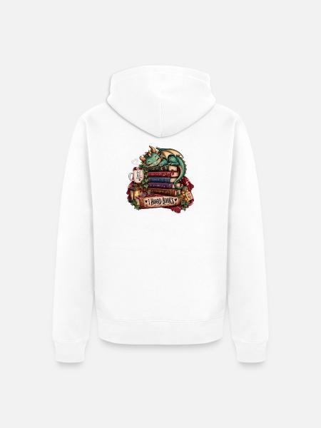 Bücherstapel Drachenfreund - Unisex Premium Bio Zip Hoodie - Weiß