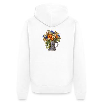 Bierkrug mit Blumen & Hopfen – Volksfest - Unisex Premium Bio Zip Hoodie - Weiß - Hinten - Thijin (182cm)