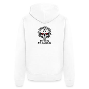 Anarchieschädel mit Dornenkrone - Unisex Premium Bio Zip Hoodie - Weiß - Hinten - Thijin (182cm)