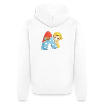 A - Buchstabe: mit Baby im Piratenlook - Unisex Premium Bio Zip Hoodie - Weiß - Hinten - Thijin (182cm)