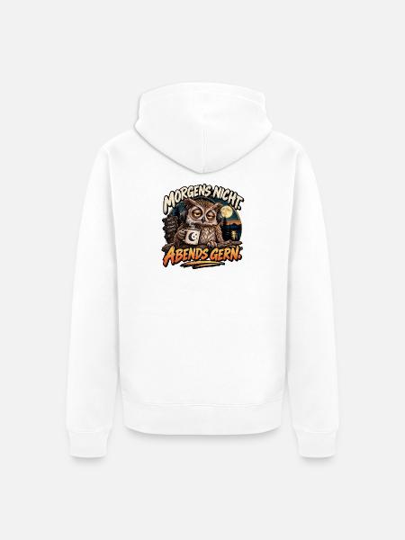 Morgens nicht, Abends gern - Unisex Premium Bio Zip Hoodie - Weiß