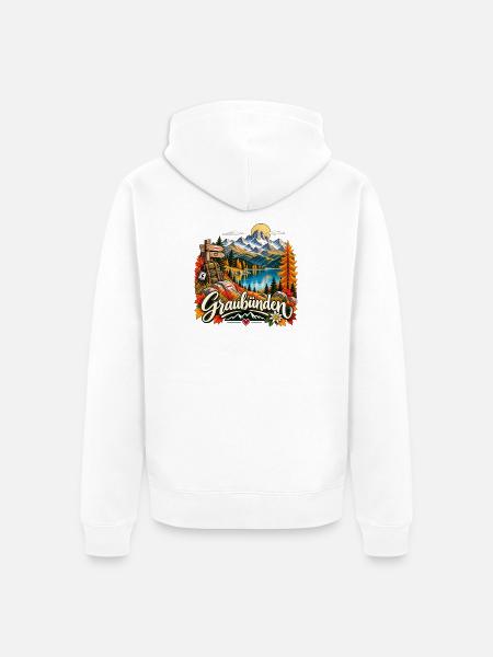 Graubünden Alpenpanorama - Unisex Premium Bio Zip Hoodie - Weiß