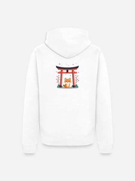 Cute Shiba Dog Cherry Blossom - Unisex Premium Bio Zip Hoodie - Weiß