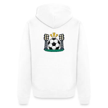 Fußball unter Stadionflutlicht - Unisex Premium Bio Zip Hoodie - Weiß - Hinten - Thijin (182cm)