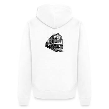 Moderne Diesellokomotivenbahn - Unisex Premium Bio Zip Hoodie - Weiß - Hinten - Thijin (182cm)