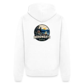 Nordwärts Schweden See Freiheit - Unisex Premium Bio Zip Hoodie - Weiß - Hinten - Thijin (182cm)