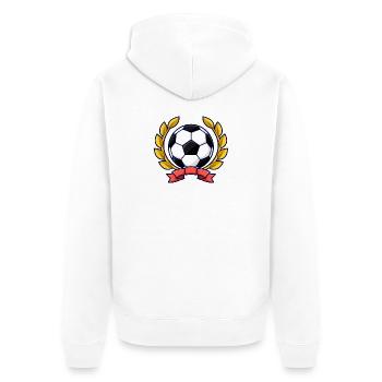 Fußball mit goldenem Lorbeerkranz - Unisex Premium Bio Zip Hoodie - Weiß - Hinten - Thijin (182cm)