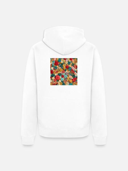 Bunte Knöpfe – Collage Couture - Unisex Premium Bio Zip Hoodie - Weiß