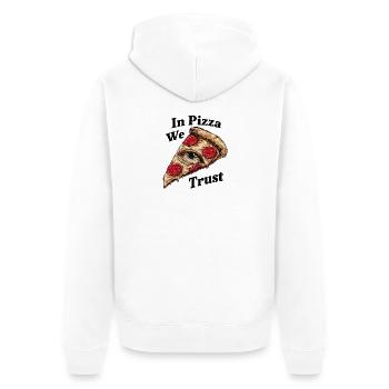 In Pizza We Trust - Unisex Premium Bio Zip Hoodie - Weiß - Hinten - Thijin (182cm)
