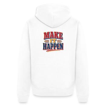 Make It Happen Retro Vintage Spruch Statement - Unisex Premium Bio Zip Hoodie - Weiß - Hinten - Thijin (182cm)