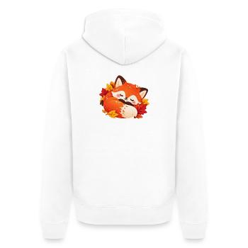 Ruhevoller Herbstfuchs im Laub - Unisex Premium Bio Zip Hoodie - Weiß - Hinten - Thijin (182cm)