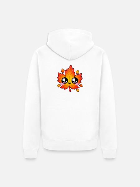 Kawaii Lächelndes Ahornblatt - Unisex Premium Bio Zip Hoodie - Weiß
