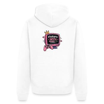 Future Wife – Loading...- Lustiges Verlobungsshirt - Unisex Premium Bio Zip Hoodie - Weiß - Hinten - Thijin (182cm)