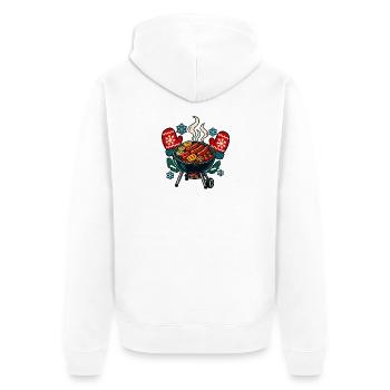 Wintergrillrunde – Gemeinsam an die Glut - Unisex Premium Bio Zip Hoodie - Weiß - Hinten - Thijin (182cm)
