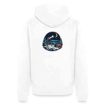 Sternengucker – Gemeinsam in die Nacht - Unisex Premium Bio Zip Hoodie - Weiß - Hinten - Thijin (182cm)