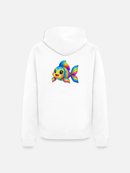Kawaii Mehrfarbiger Fisch - Unisex Premium Bio Zip Hoodie - Weiß